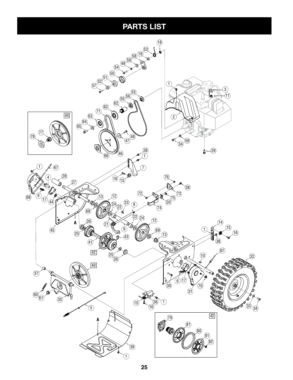 Parts list | Craftsman 247.8879 User Manual | Page 25 / 60