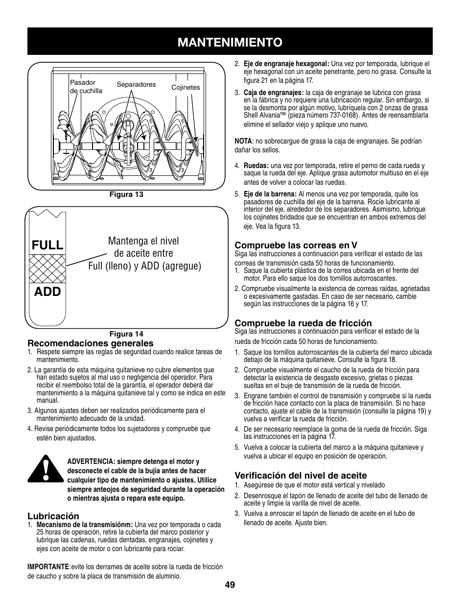 Mantenimiento, Antenga de &ull | Craftsman 247.8879 User Manual | Page 49 / 60