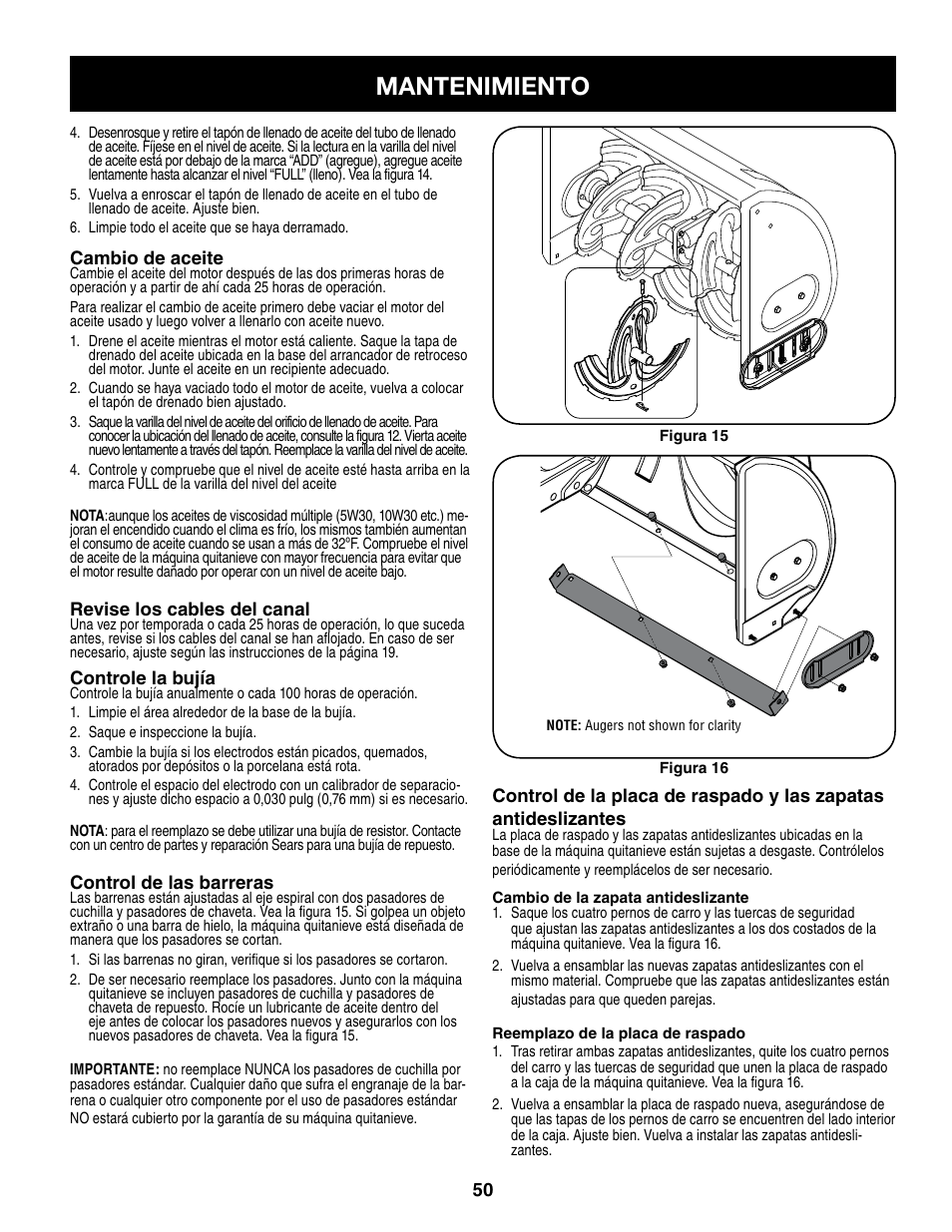 Mantenimiento | Craftsman 247.8879 User Manual | Page 50 / 60