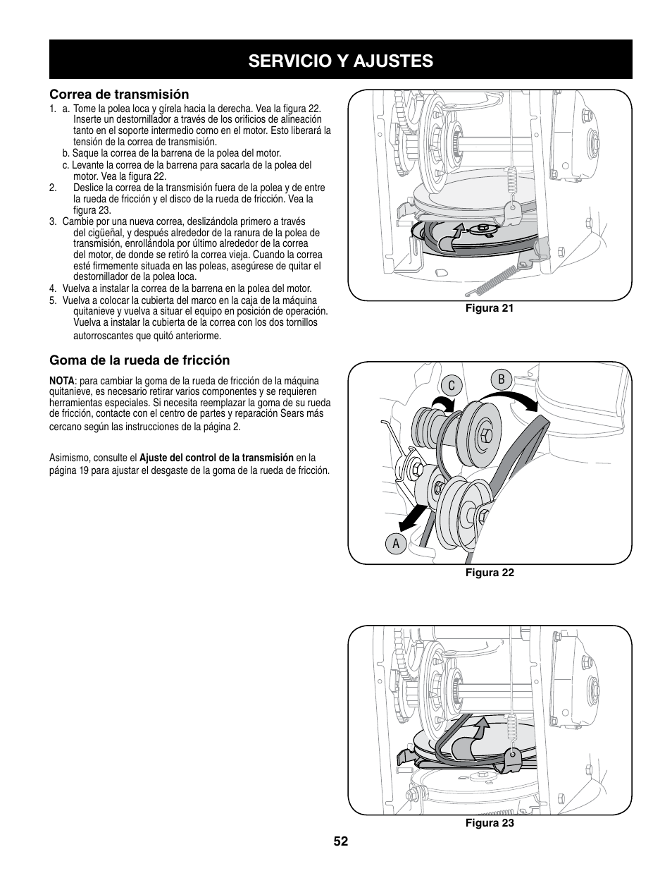 Servicio y ajustes | Craftsman 247.8879 User Manual | Page 52 / 60