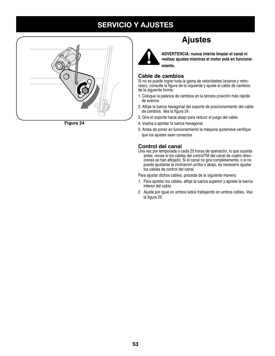 Ajustes, Servicio y ajustes | Craftsman 247.8879 User Manual | Page 53 / 60