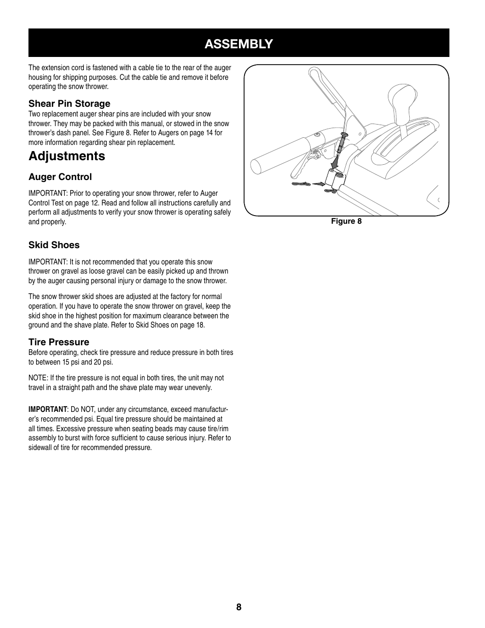 Assembly, Adjustments | Craftsman 247.8879 User Manual | Page 8 / 60