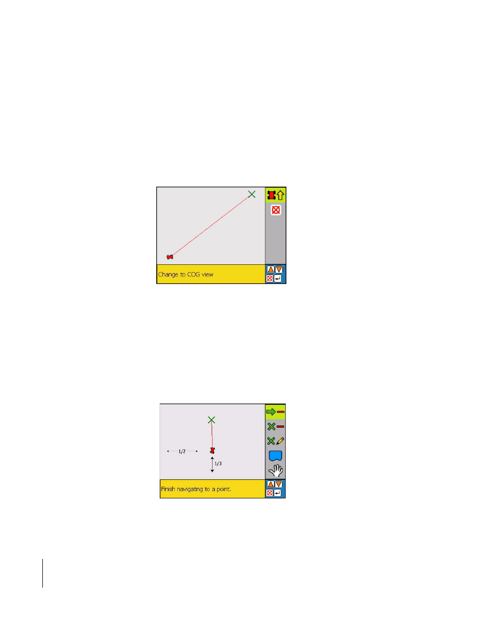 Real-time view options, North up view, Cog view | North up view cog view | TeeJet SmartPad II User Guide User Manual | Page 162 / 204