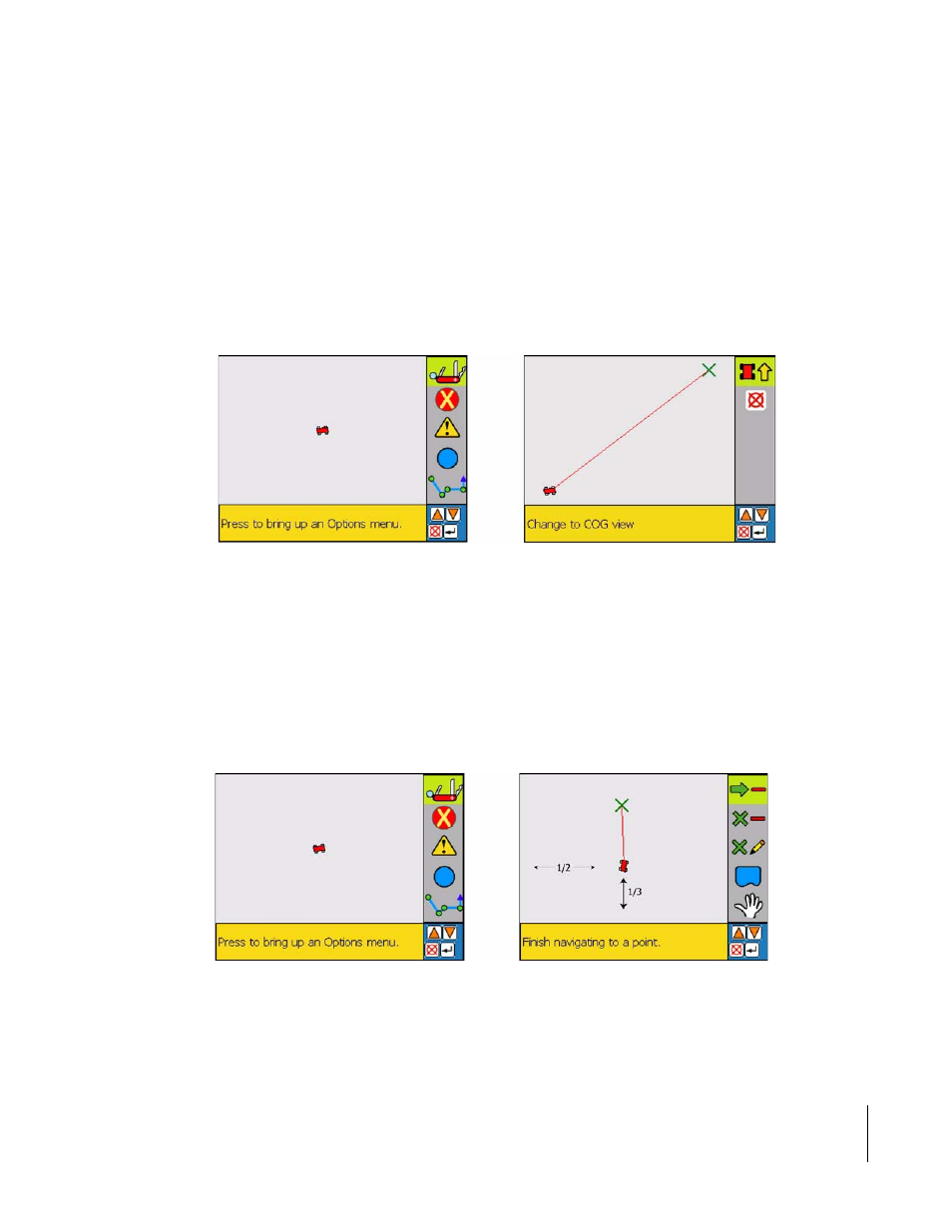 Real-time view options, North up view, Cog view | North up view cog view | TeeJet SmartPad II User Guide User Manual | Page 193 / 204