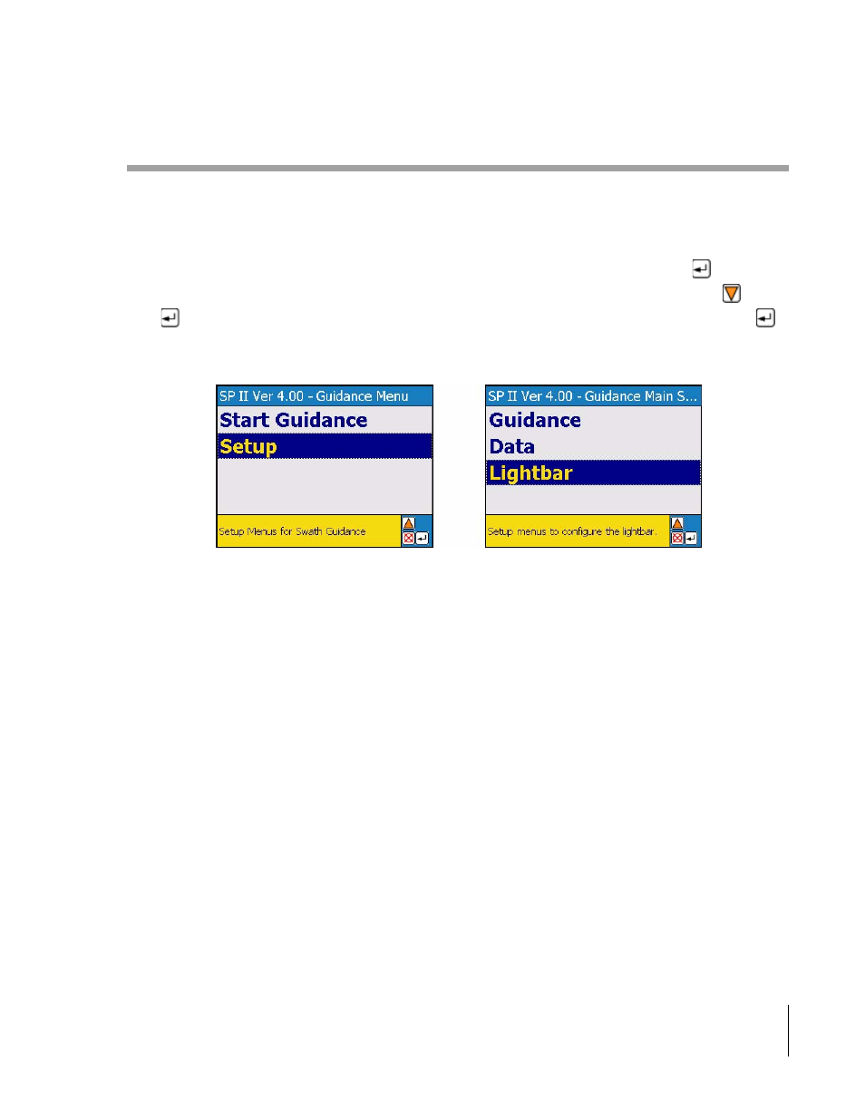 Lightbar setup | TeeJet SmartPad II User Guide User Manual | Page 79 / 204