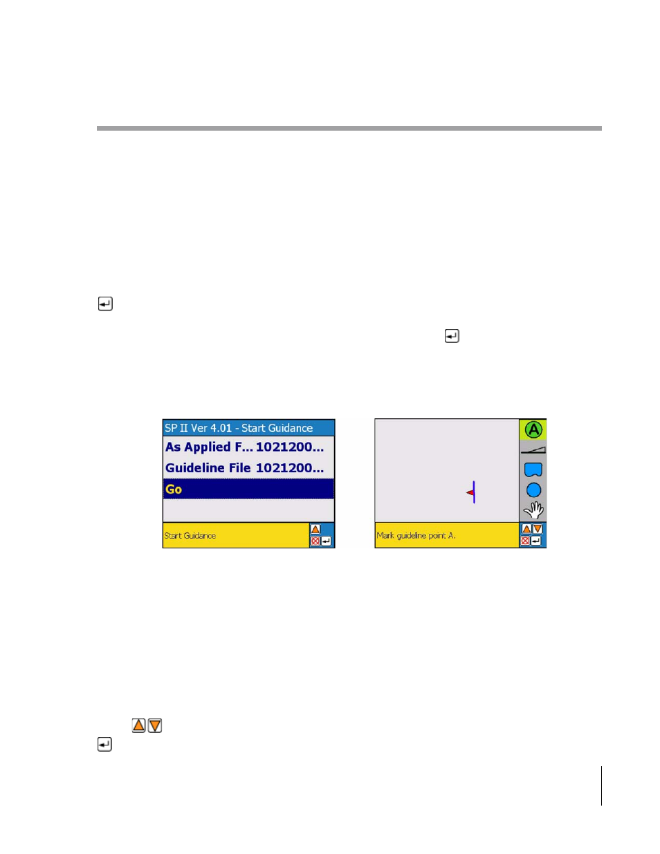 About the real-time guidance process, Starting real-time guidance, The real-time view page | TeeJet SmartPad II User Guide User Manual | Page 93 / 204