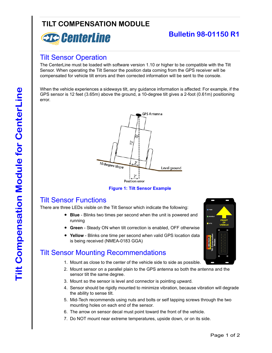 TeeJet Tilt Compensation Module Guide_CenterLine User Manual | 2 pages