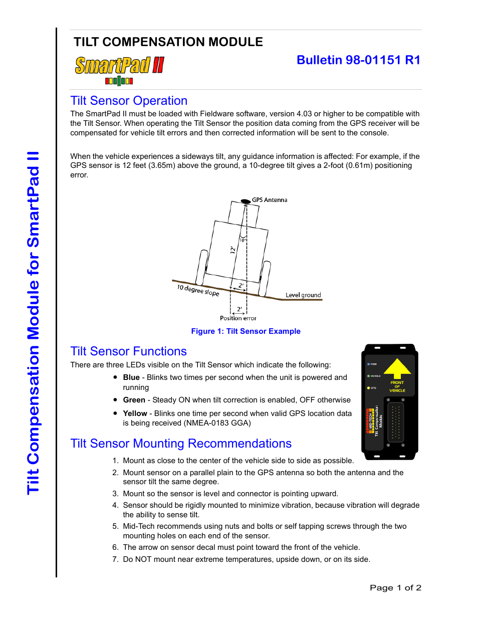 TeeJet Tilt Compensation Module Guide_SmartPad II User Manual | 2 pages