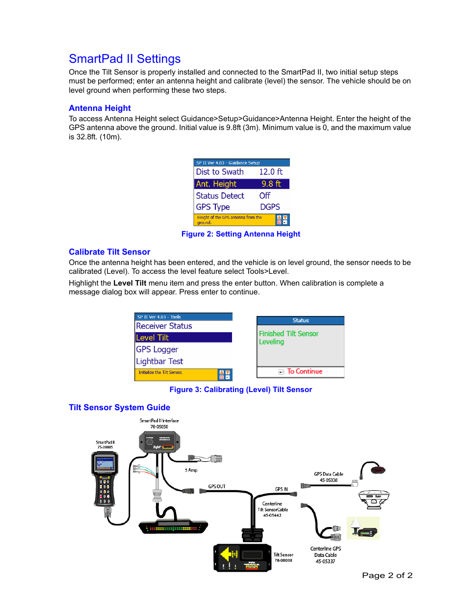 Smartpad ii settings | TeeJet Tilt Compensation Module Guide_SmartPad II User Manual | Page 2 / 2
