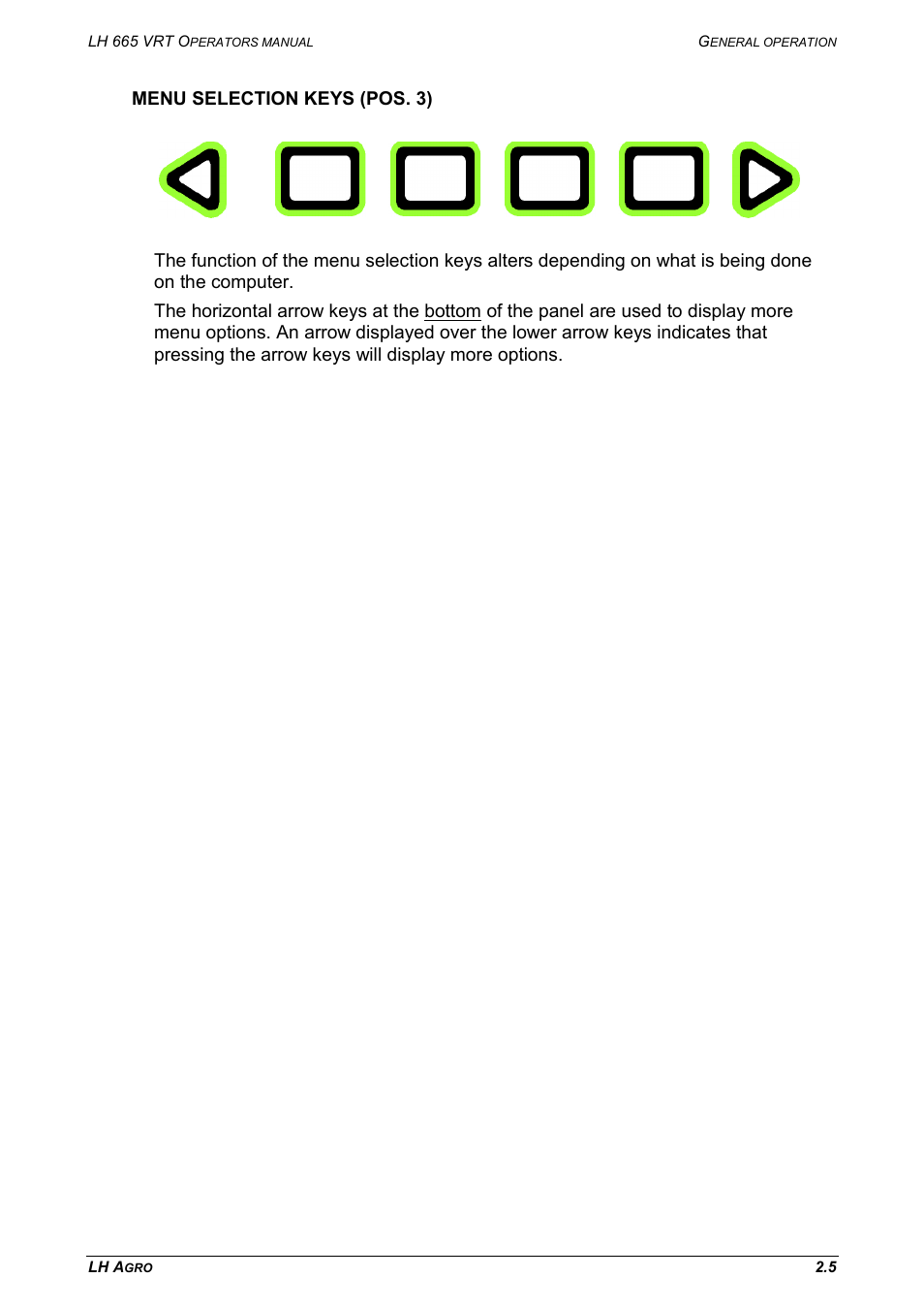 Menu selection keys (pos. 3) | TeeJet LH665 VRT User Manual | Page 15 / 72