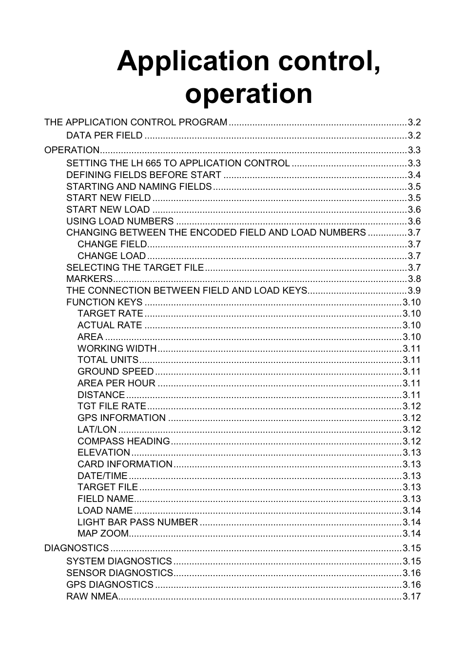 Application control, operation | TeeJet LH665 VRT User Manual | Page 17 / 72