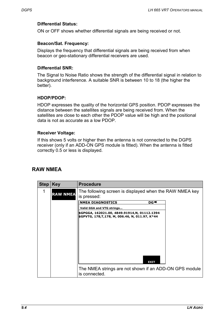 Raw nmea | TeeJet LH665 VRT User Manual | Page 54 / 72