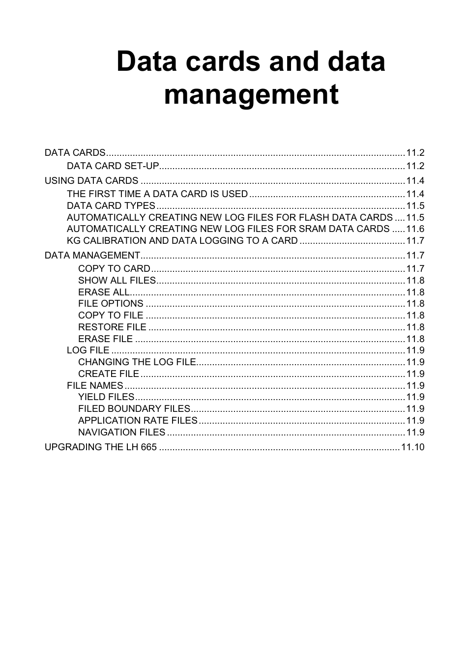 Data cards and data management | TeeJet LH665 VRT User Manual | Page 57 / 72