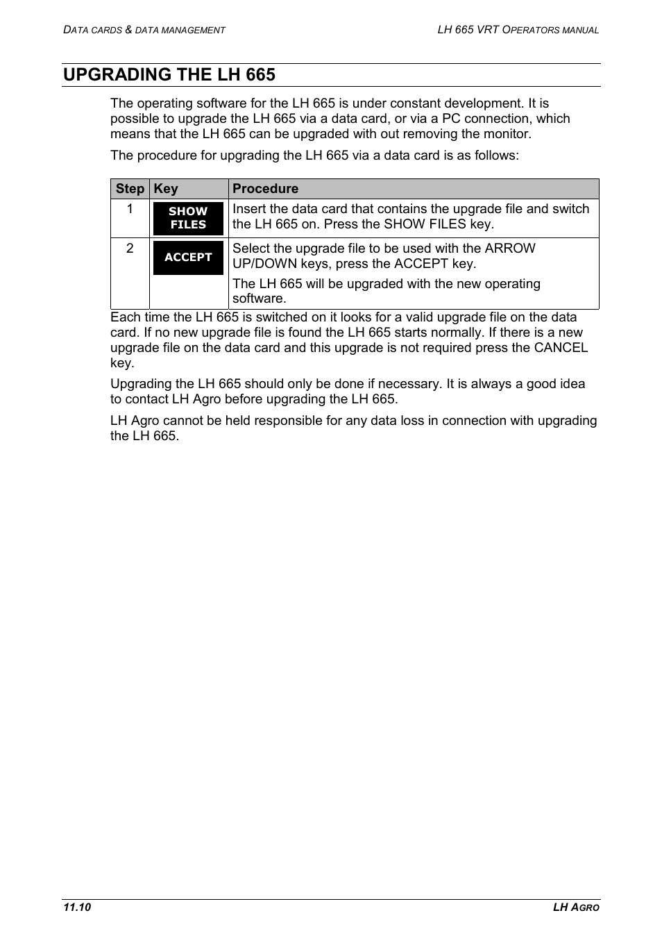 Upgrading the lh 665 | TeeJet LH665 VRT User Manual | Page 66 / 72