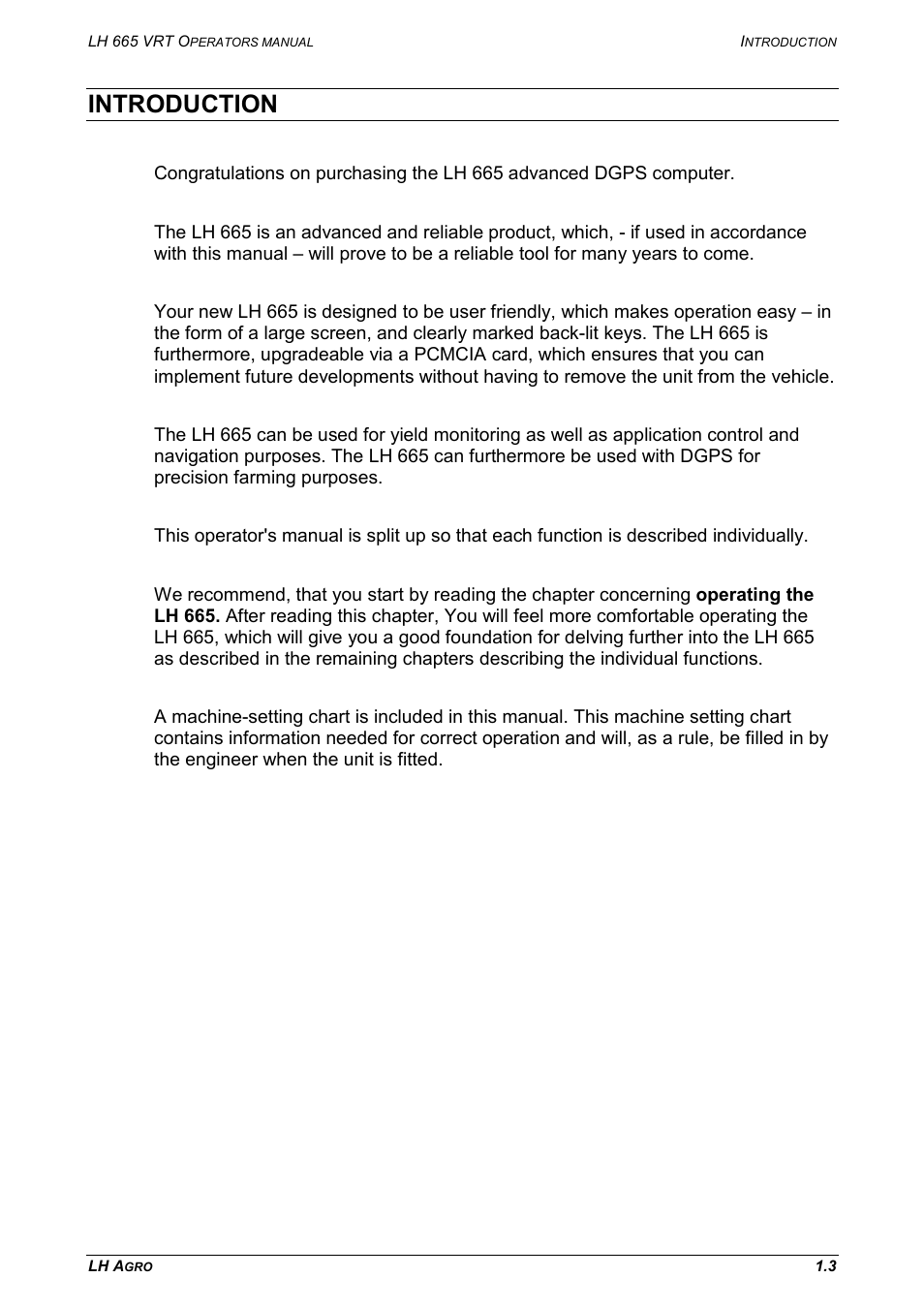 Introduction | TeeJet LH665 VRT User Manual | Page 7 / 72