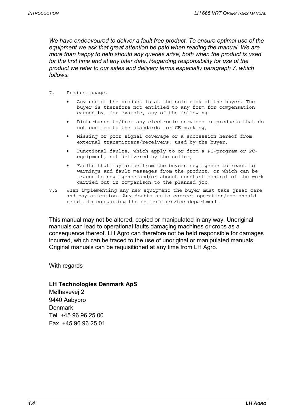 TeeJet LH665 VRT User Manual | Page 8 / 72