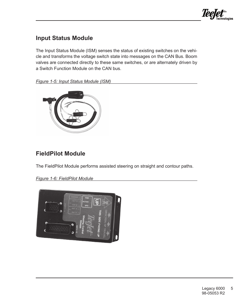 Input status module, Fieldpilot module | TeeJet Legacy 6000 Manual User Manual | Page 10 / 159