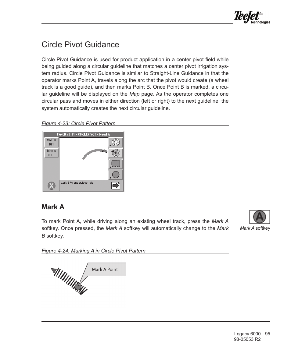 Circle pivot guidance, Mark a | TeeJet Legacy 6000 Manual User Manual | Page 100 / 159