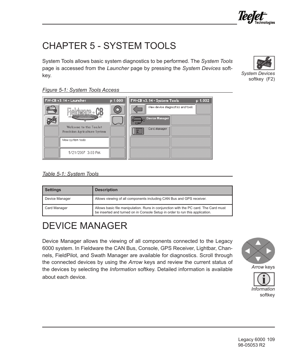 Chapter 5 - system tools, Device manager | TeeJet Legacy 6000 Manual User Manual | Page 114 / 159