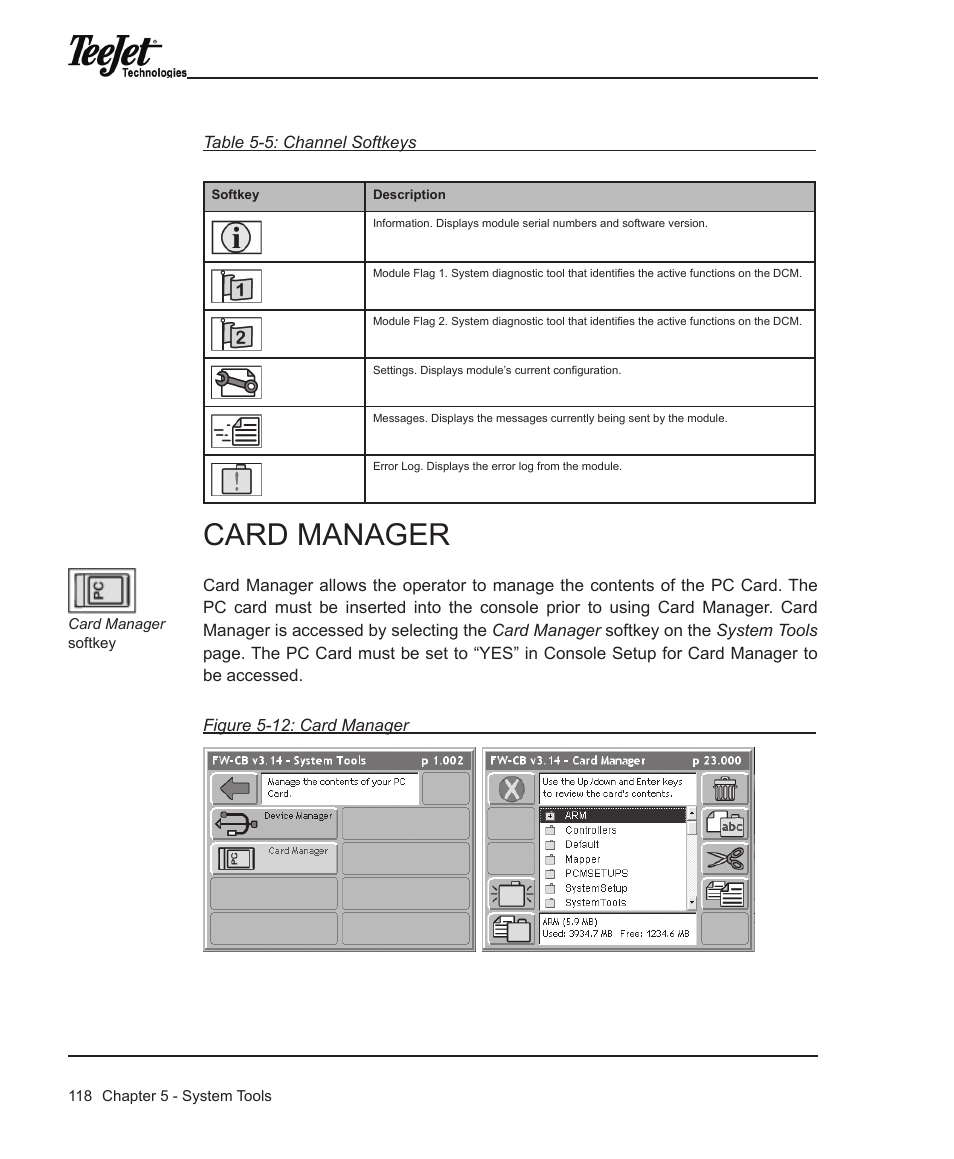 Card manager | TeeJet Legacy 6000 Manual User Manual | Page 123 / 159