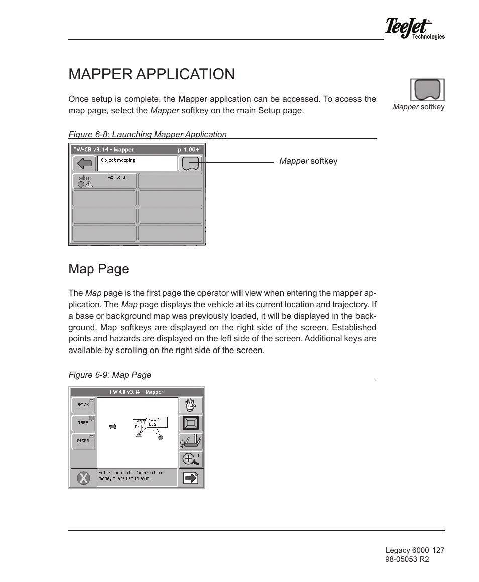 Mapper application, Map page | TeeJet Legacy 6000 Manual User Manual | Page 132 / 159