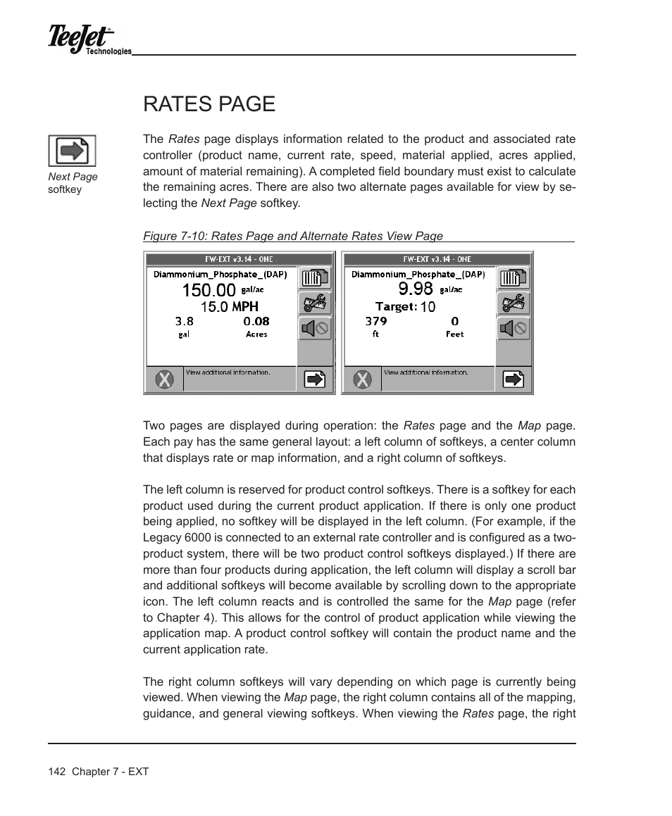 Rates page | TeeJet Legacy 6000 Manual User Manual | Page 147 / 159