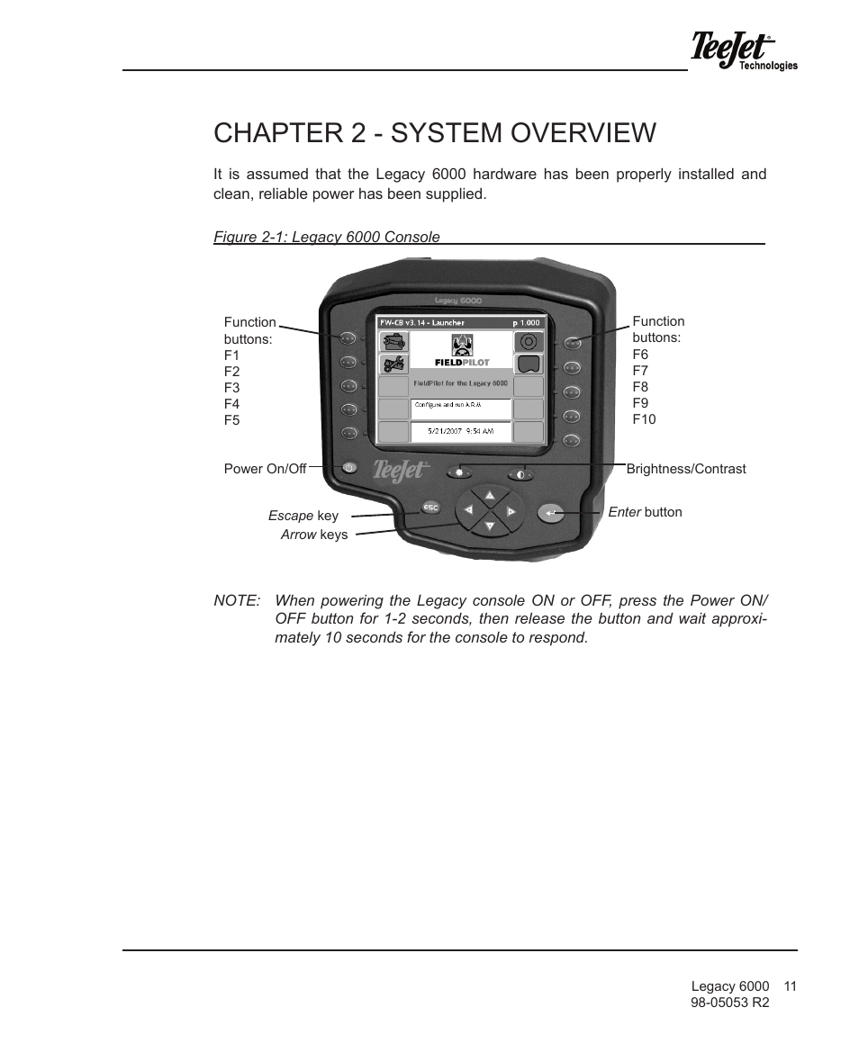 Chapter 2 - system overview | TeeJet Legacy 6000 Manual User Manual | Page 16 / 159