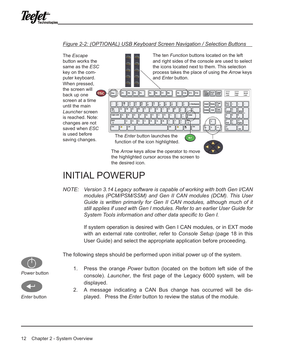 Initial powerup | TeeJet Legacy 6000 Manual User Manual | Page 17 / 159