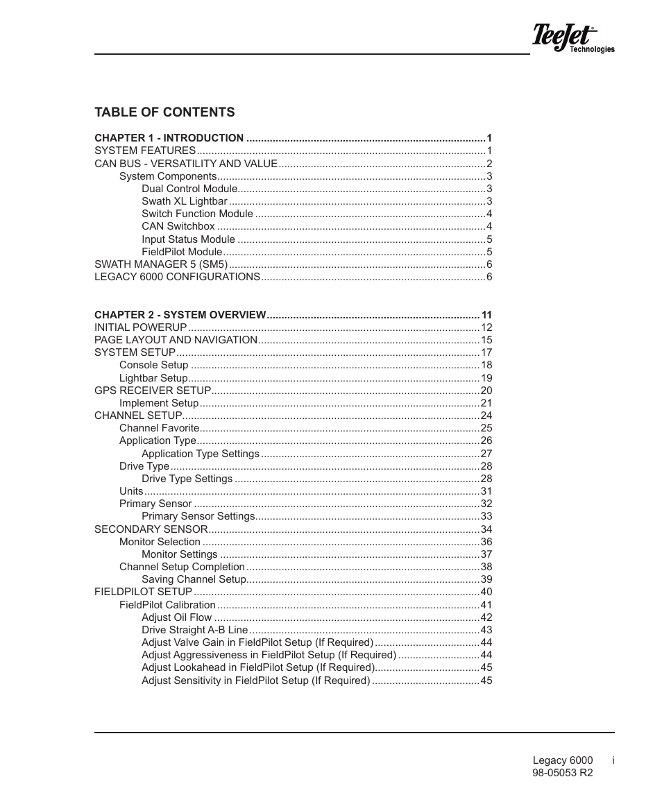 05053 r2 legacy 6000 | TeeJet Legacy 6000 Manual User Manual | Page 2 / 159