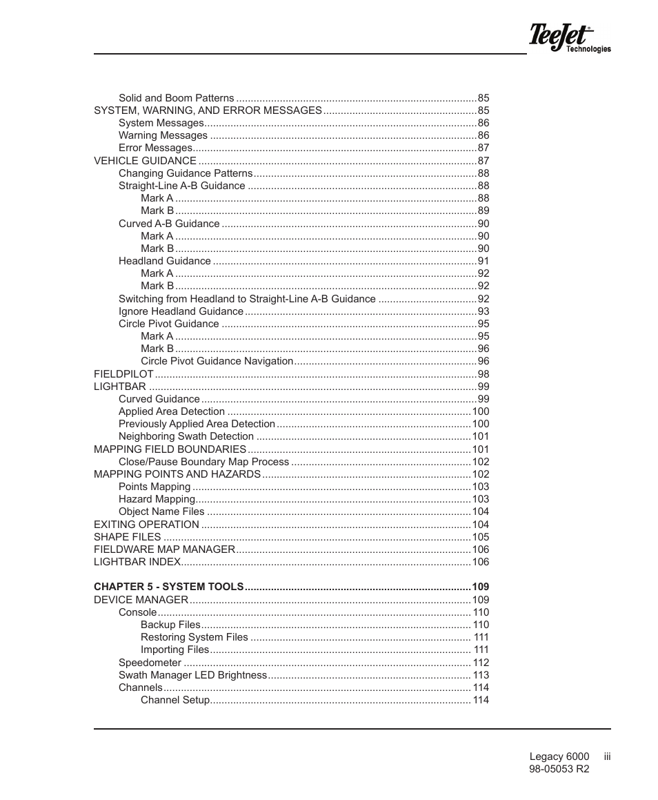 TeeJet Legacy 6000 Manual User Manual | Page 4 / 159