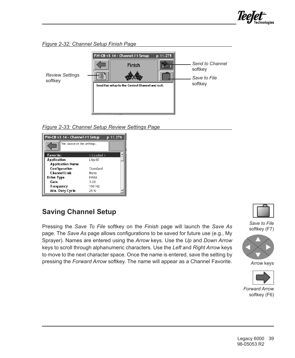 Saving channel setup | TeeJet Legacy 6000 Manual User Manual | Page 44 / 159