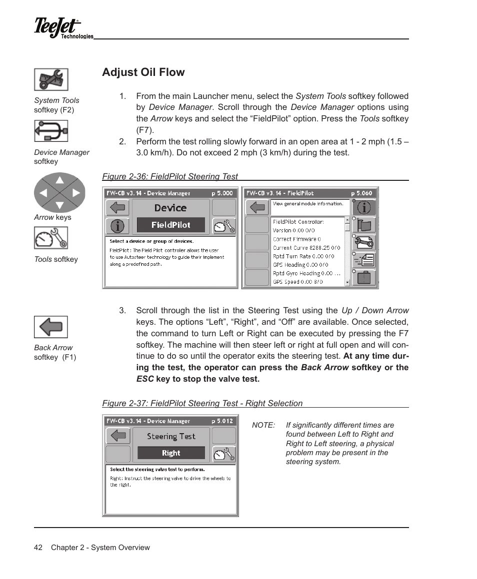 Adjust oil flow | TeeJet Legacy 6000 Manual User Manual | Page 47 / 159