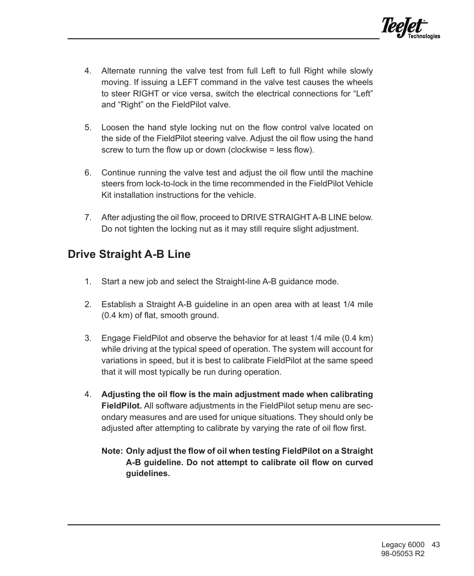 Drive straight a-b line | TeeJet Legacy 6000 Manual User Manual | Page 48 / 159