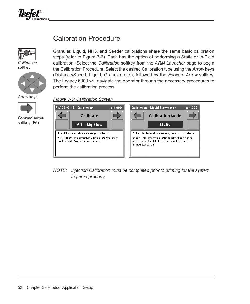 Calibration procedure | TeeJet Legacy 6000 Manual User Manual | Page 57 / 159