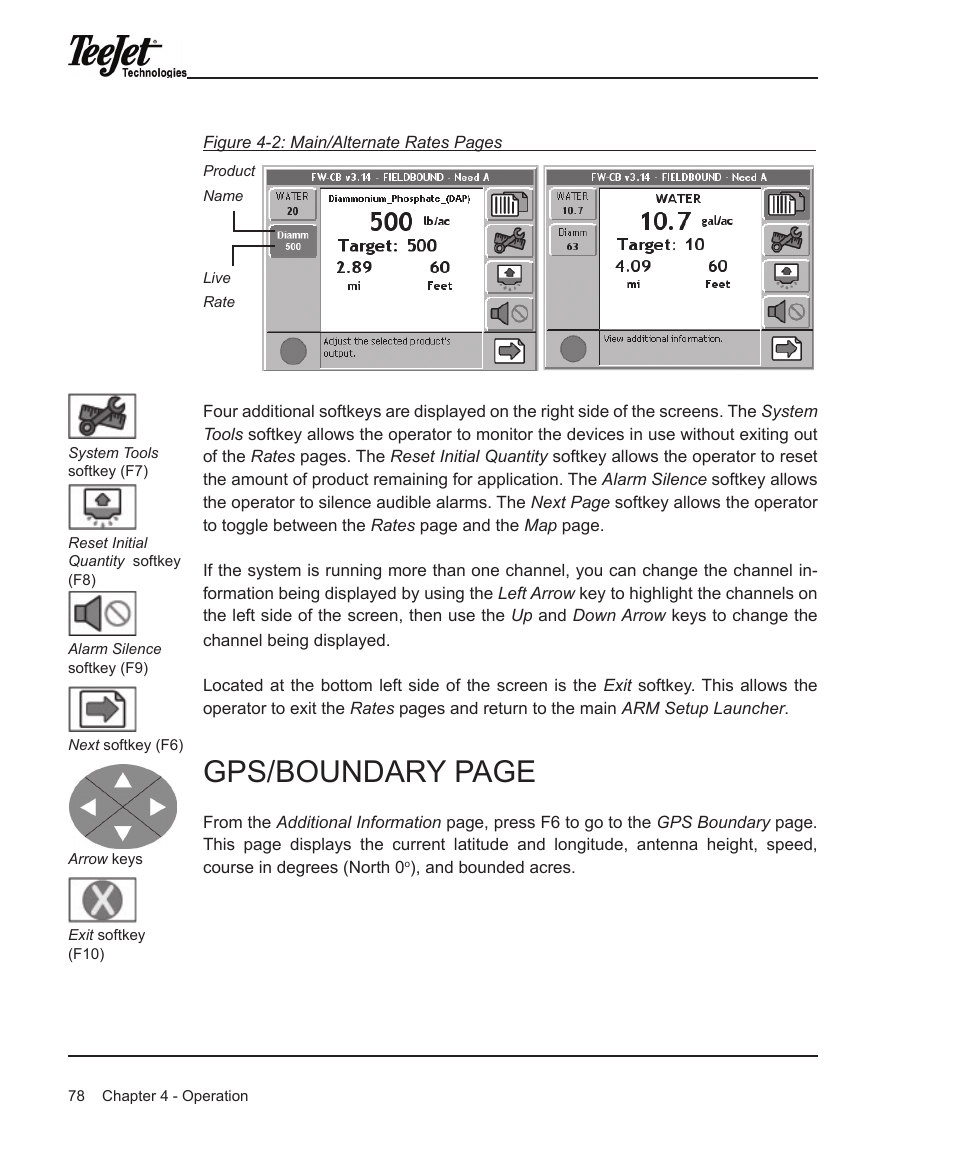 Gps/boundary page | TeeJet Legacy 6000 Manual User Manual | Page 83 / 159