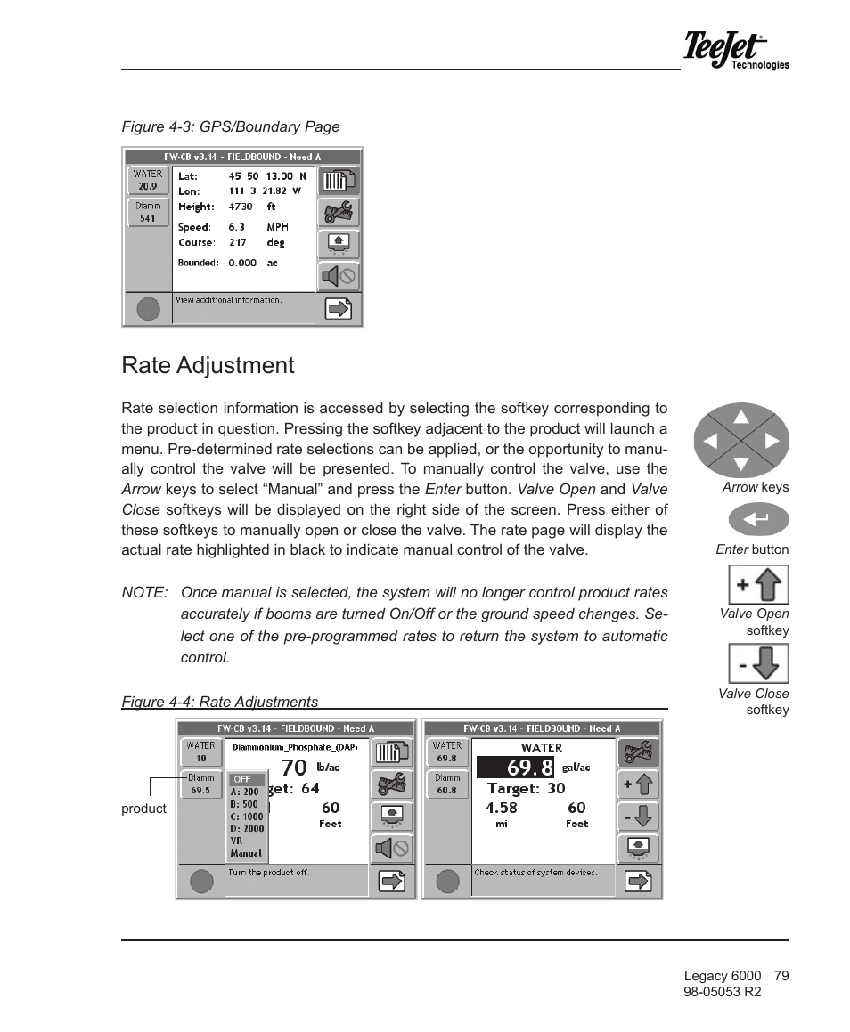 Rate adjustment | TeeJet Legacy 6000 Manual User Manual | Page 84 / 159