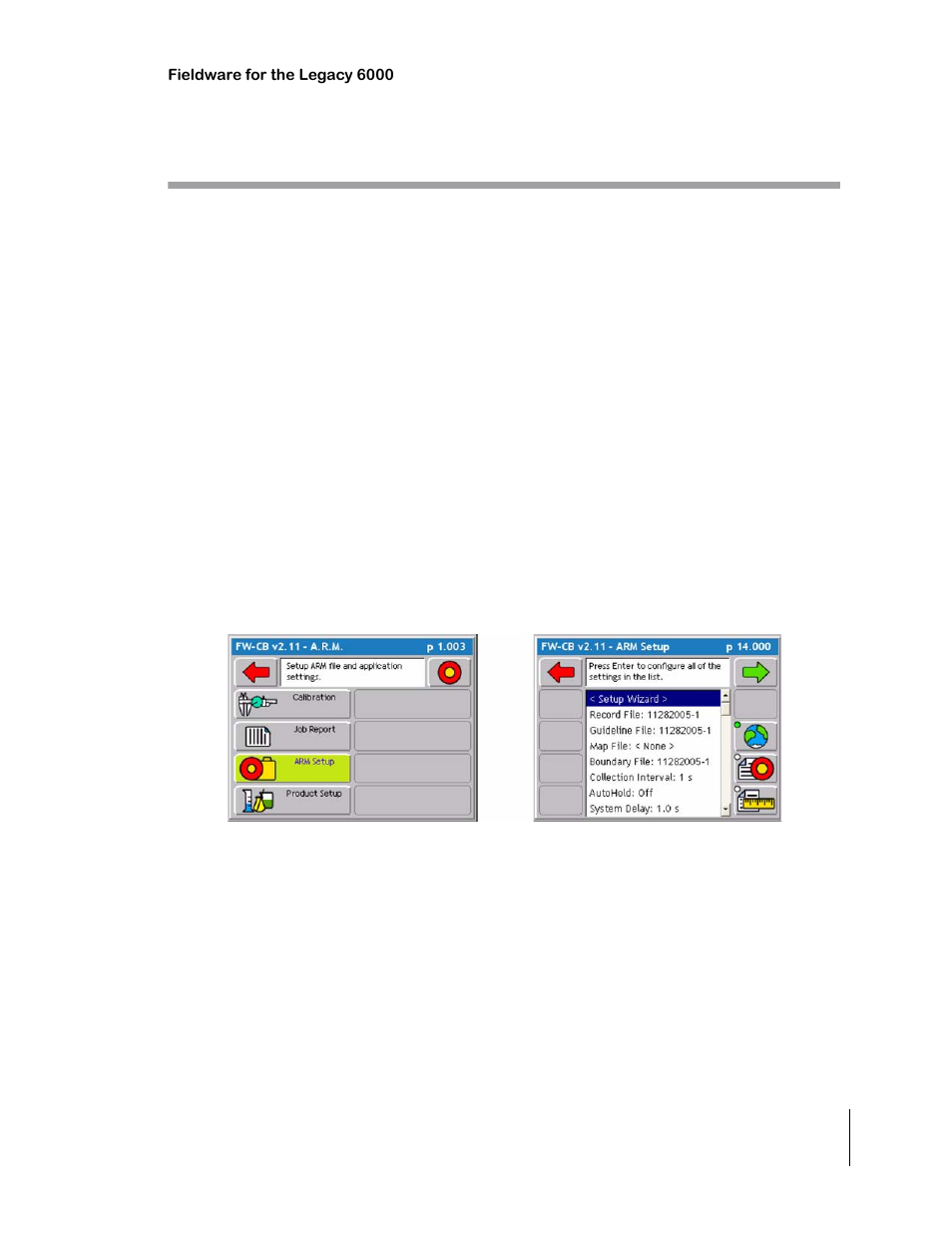 Arm setup, No pcmcia card selected, Running the arm setup wizard | Arm setup -31 | TeeJet Legacy 6000 CAN Guide User Manual | Page 101 / 194
