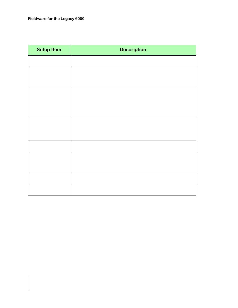 Product setup detailed description, Table 3-5: product setup item descriptions, Product setup detailed description -36 | TeeJet Legacy 6000 CAN Guide User Manual | Page 106 / 194