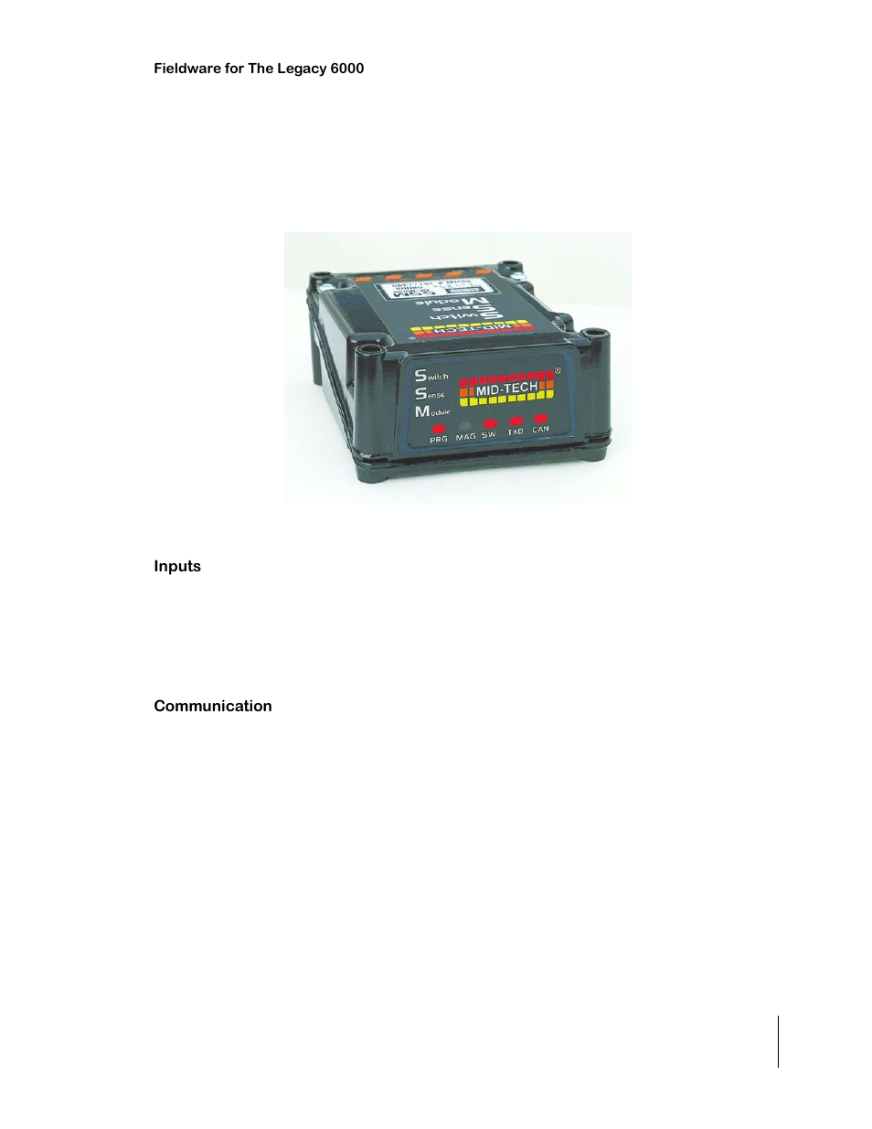 Switch sense module, Figure 1-2: switch sense module (ssm), Inputs | Communication, Switch sense module -7, Inputs -7 communication -7 | TeeJet Legacy 6000 CAN Guide User Manual | Page 17 / 194