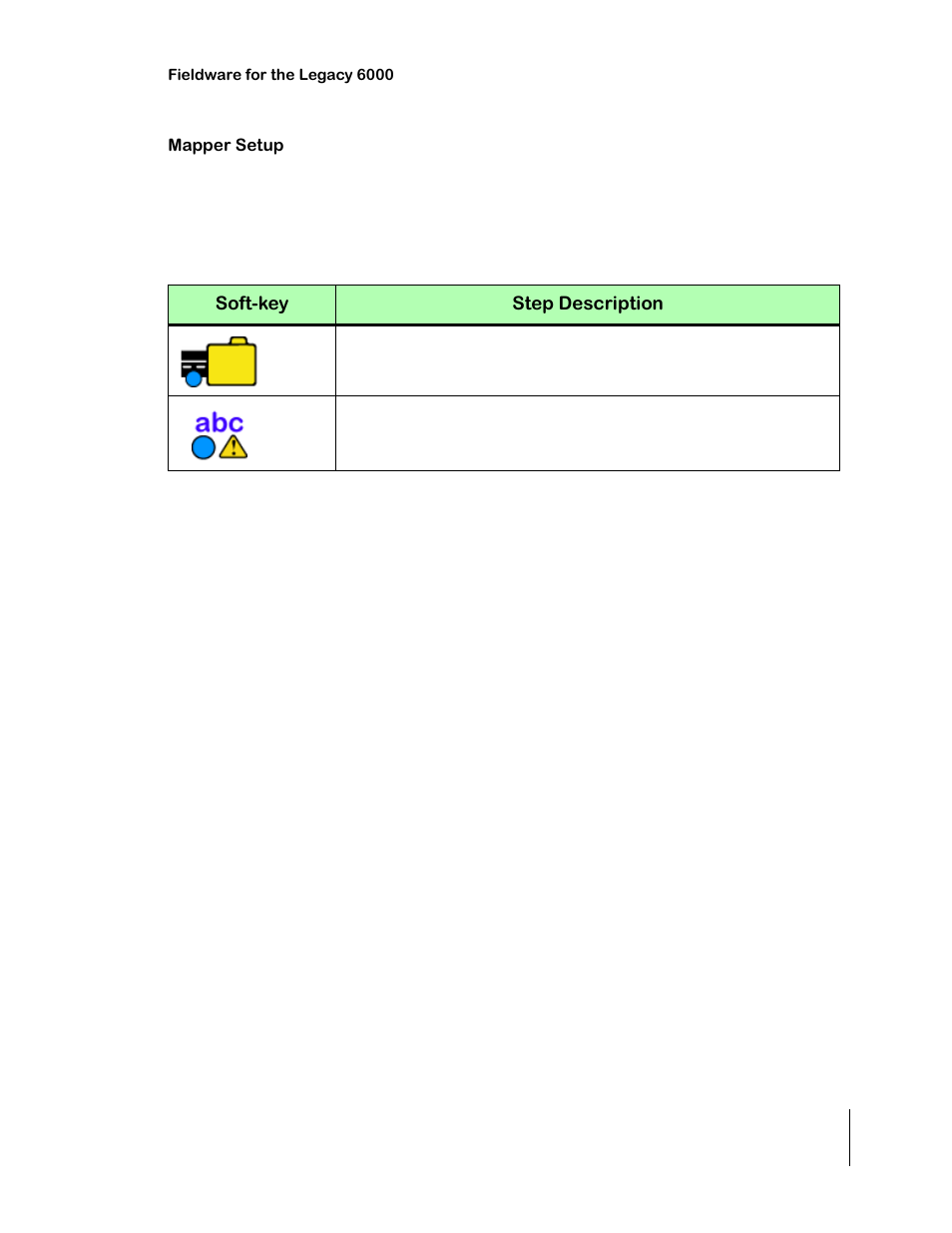 Mapper setup, Mapper setup and operation steps, Table 6-1: mapper setup | Mapper setup -5, Mapper setup and operation steps -5 | TeeJet Legacy 6000 CAN Guide User Manual | Page 171 / 194