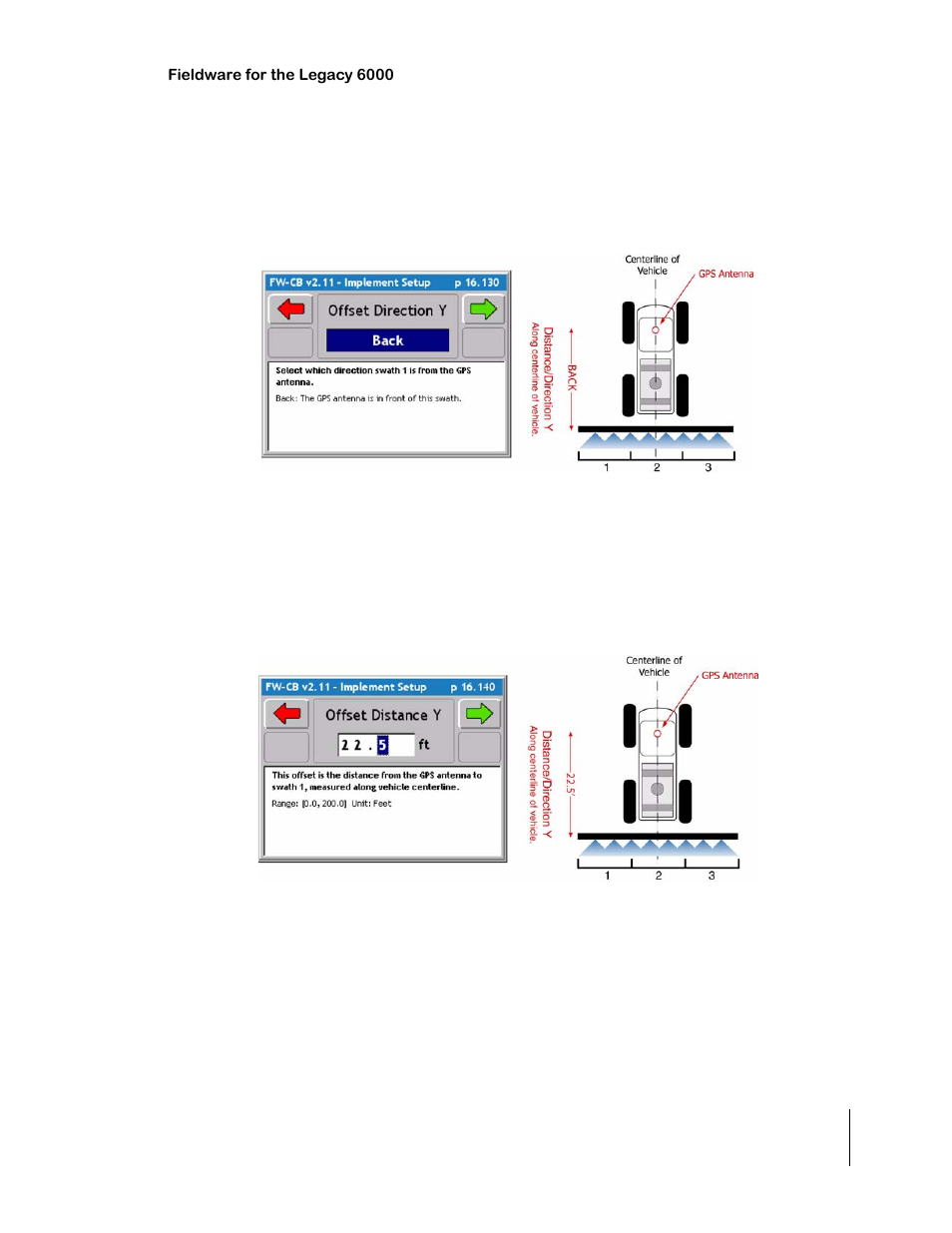 Entering the offset direction y, The offset distance y | TeeJet Legacy 6000 CAN Guide User Manual | Page 45 / 194