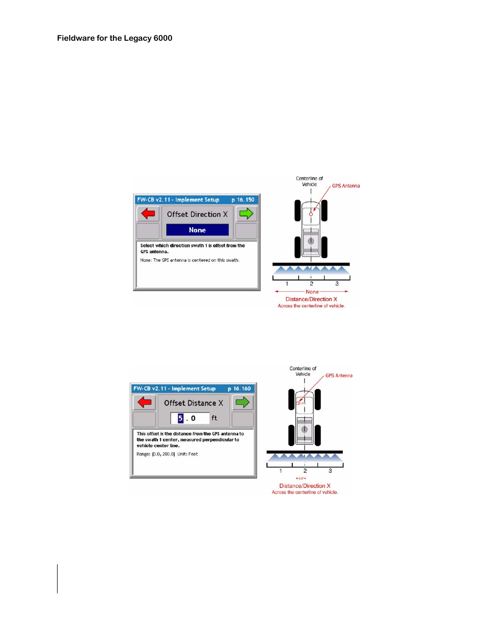 Entering the offset direction x, Entering the offset direction x -17 | TeeJet Legacy 6000 CAN Guide User Manual | Page 46 / 194