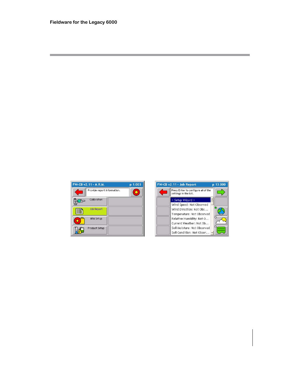 Job report setup, No pcmcia card selected, Running the job report wizard | Job report setup -29 | TeeJet Legacy 6000 CAN Guide User Manual | Page 99 / 194