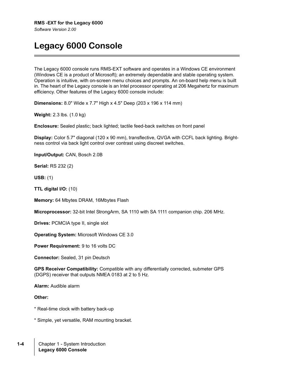 Legacy 6000 console | TeeJet Legacy 6000 RMS_EXT User Guide User Manual | Page 10 / 86