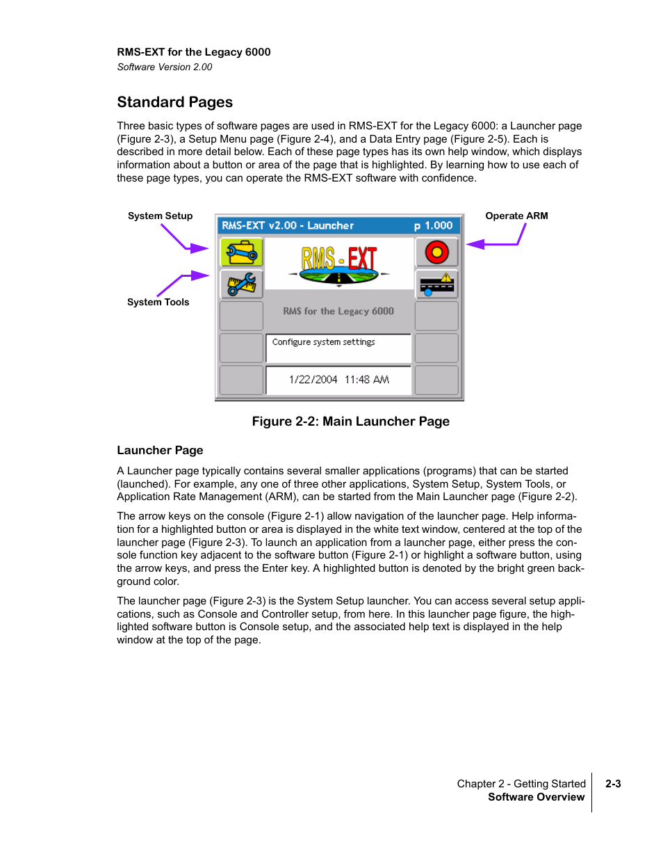 Standard pages | TeeJet Legacy 6000 RMS_EXT User Guide User Manual | Page 15 / 86