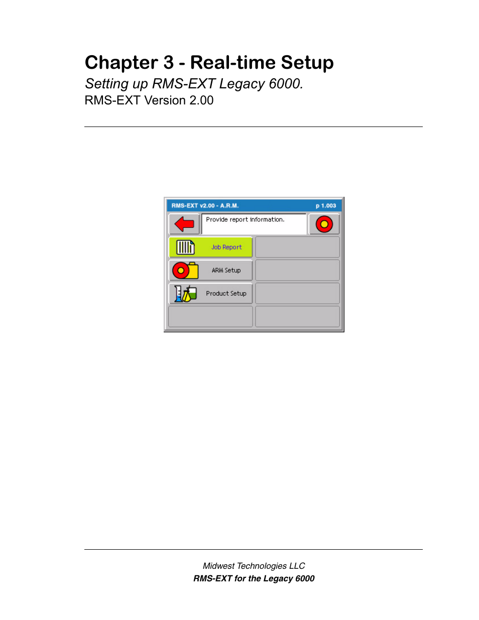 Chapter 3 - real-time setup | TeeJet Legacy 6000 RMS_EXT User Guide User Manual | Page 33 / 86