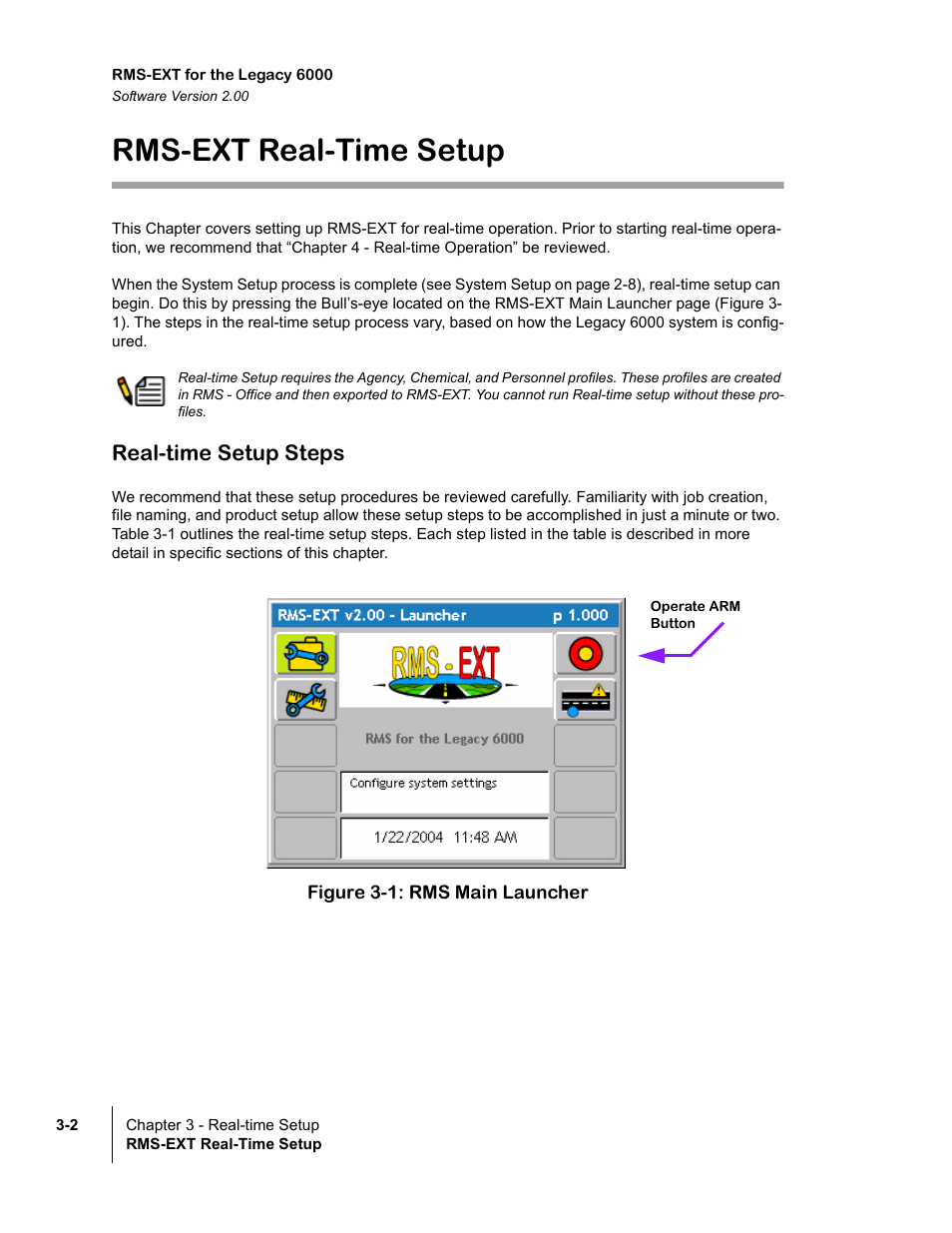 Rms-ext real-time setup, Real-time setup steps | TeeJet Legacy 6000 RMS_EXT User Guide User Manual | Page 34 / 86