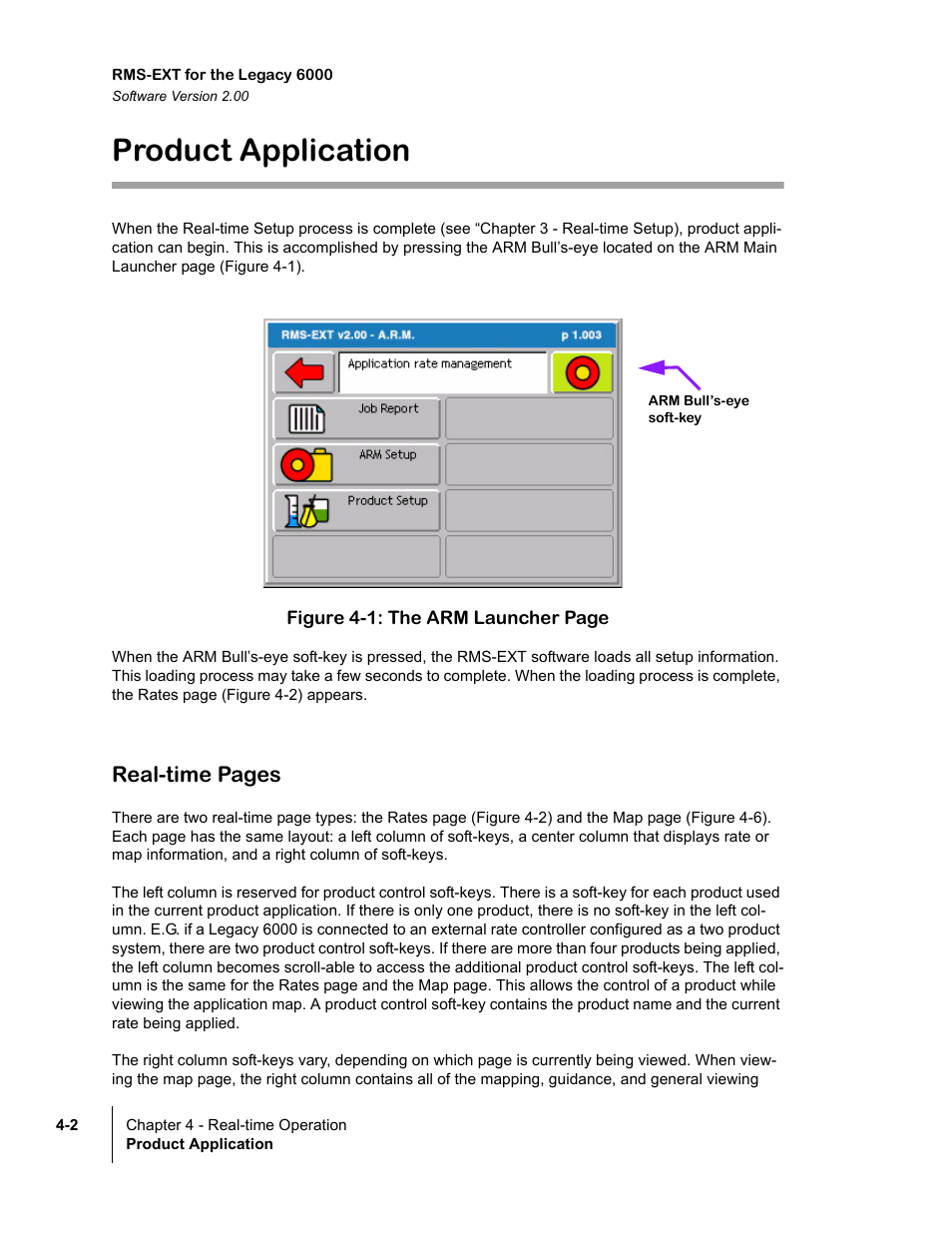 Product application, Real-time pages | TeeJet Legacy 6000 RMS_EXT User Guide User Manual | Page 44 / 86