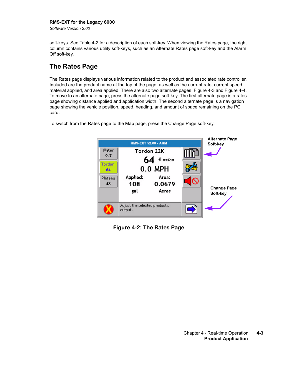 The rates page | TeeJet Legacy 6000 RMS_EXT User Guide User Manual | Page 45 / 86