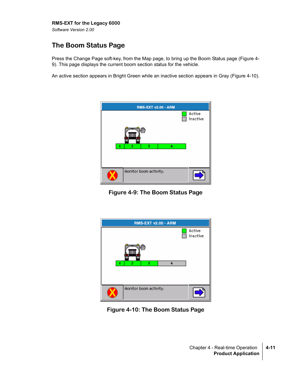 The boom status page | TeeJet Legacy 6000 RMS_EXT User Guide User Manual | Page 53 / 86